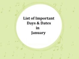 List of Important Days & Dates in January