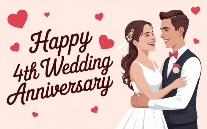 Happy 4th Wedding Anniversary Wishes, Messages and Quotes