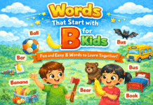 Words That Start With B for Kids Words That Start With B for Kids